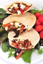 Pitta bread filled with a chicken and vegetables