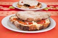 Pitta stuffed bun typical Calabrian tomato mozzarella and salami Royalty Free Stock Photo