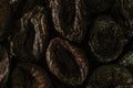 Pitted dried prune. Flat lay. Pitted dried prune background