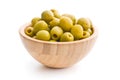 Pitted green olives in bowl Royalty Free Stock Photo