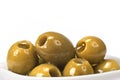 Pitted olives on a white background Royalty Free Stock Photo