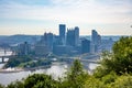 Pittsburgh city downtown aerial view from Point of view park, sunny spring day Royalty Free Stock Photo