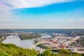 Pittsburgh city downtown aerial view from Point of view park, sunny spring day Royalty Free Stock Photo