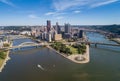 Pittsburgh Cityscape and Business District, Downtown Point State Park in Background. Rivers in and Bridges in Background.