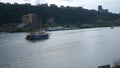 Pittsburgh PA - Circa August 4 2018 -The Gateway Clipper driving up a river near Pittsburgh, Pennsylvania