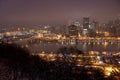 The Pittsburgh, Pennsylvania skyline at night Royalty Free Stock Photo