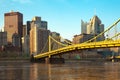 Skyline of downtown with Andy Warhol Bridge over the Allegheny River Royalty Free Stock Photo