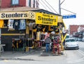 Pittsburgh, Pennsylvania, USA April 30, 2022 A Pittsburgh sports memorabilia store on the corner of !8th Street and Penn Avenue