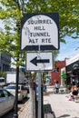 Pittsburgh, Pennsylvania, USA April 27, 2023 A Squirrel Hill tunnel alternative route sign on Forbes Avenue Royalty Free Stock Photo