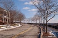 Pittsburgh, Pennsylvania, USA 02/21/2019 a bare tree lined road in winter in the Summerset neighborhood