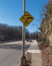 Pittsburgh, Pennsylvania, USA February 3, 2024 A Share the Road sign on Forbes Avenue next to the Fern Hollow Bridge Royalty Free Stock Photo