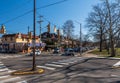 Pittsburgh, Pennsylvania, USA February 3, 2024 Traffic at the intersection of Forbes and Braddock Avenues