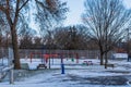 Pittsburgh, Pennsylvania, USA January 14, 2024 The snow-covered playground in the Swisshelm Park neighborhood