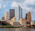 Pittsburgh, Pennsylvania, USA July 25, 2021 Buildings in downtown Pittsburgh next to the Monongahela river