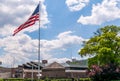 Pittsburgh, Pennsylvania, USA June 6, 2021 The American flag on flagpole in front of the Fort Pitt museum in Point State Park Royalty Free Stock Photo