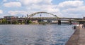 Pittsburgh, Pennsylvania, USA June 6, 2021 The Fort Duquesne bridge over the Allegheny river that connects downtown Pittsburgh wit