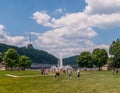 Pittsburgh, Pennsylvania, USA June 6, 2021 People walking in towards the fountain in the Point at Point State Park Royalty Free Stock Photo