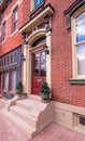 Pittsburgh, Pennsylvania, USA March 6, 2021 A front door stoop on an old house on Western Avenue