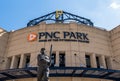 Pittsburgh, Pennsylvania, USA March 5, 2023 The Honus Wagner statue outside of PNC Park where the Pittsburgh Pirates play Royalty Free Stock Photo