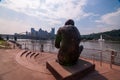 The Mr Rogers Monument on the north side of the city overlooking downtown on a sunny summer day