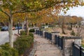 Pittsburgh, Pennsylvania, USA November 21, 2021 A tree lined sidewalk next to Parkview Boulevard in the Summerset neighborhood Royalty Free Stock Photo