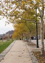 Pittsburgh, Pennsylvania, USA November 21, 2021 A tree lined sidewalk next to Parkview Boulevard in the Summerset neighborhood Royalty Free Stock Photo