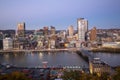 Warm glow of downtown Pittsburgh after sunset
