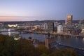 Warm glow of downtown Pittsburgh after sunset