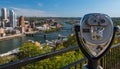 Pittsburgh, Pennsylvania, USA October 13, 2023 A tower viewer on Grandview Avenue overlooking downtown