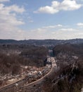 Pittsburgh, Pennsylvania, USA 02/21/2019 The Parkway East, State Route 376 traffic before the Squirrel Hill Tunnels