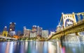 Pittsburgh,pennsylvania,usa : 8-21-17. pittsburgh skyline at night with reflection in the water Royalty Free Stock Photo