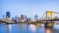 Pittsburgh,pennsylvania,usa : 8-21-17. pittsburgh skyline at twilight with reflection in the water Royalty Free Stock Photo