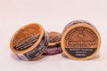 Pittsburgh, Pennsylvania, USA 2-5-21 Three cans of Copenhagen Long Cut smokeless snuff tobacco Royalty Free Stock Photo