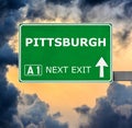 PITTSBURGH road sign against clear blue sky