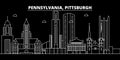 Pittsburgh silhouette skyline. USA - Pittsburgh vector city, american linear architecture, buildings. Pittsburgh travel Royalty Free Stock Photo