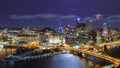 Pittsburgh skyline with lunar eclipse