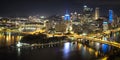 Luminous Pittsburgh Skyline Panorama Royalty Free Stock Photo