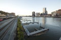 Pittsburgh waterfront along the Monongahela River in early evening Royalty Free Stock Photo