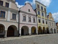 Pituresque square of a czech city Telc Royalty Free Stock Photo