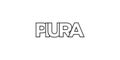 Piura in the Peru emblem. The design features a geometric style, vector illustration with bold typography in a modern font. The