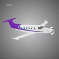 Pivate business plane vector illustration. Single engine propelled small luxury aircraft. Royalty Free Stock Photo