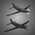 Pivate business plane vector illustration. Single engine propelled small luxury aircraft.