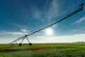 Pivot irragation system in field on a bright sunny day Royalty Free Stock Photo