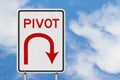 Pivot road sign with cloud sky