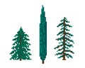 Pixel christmas trees, coniferous trees, cypres Royalty Free Stock Photo