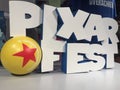 Pixar Fest 3d logo in Disneyland shop, California