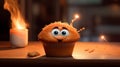 Pixar-inspired Burning Cupcake: Detailed Character Expression In 8k Resolution Royalty Free Stock Photo