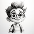 Pixar Style Coloring Art For Kids With Fine Lines Royalty Free Stock Photo