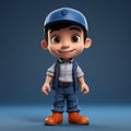 Pixar Style 3d Construction Worker Cartoon Character
