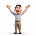 Pixar Style 3d Indian Man Illustration With Raised Arms